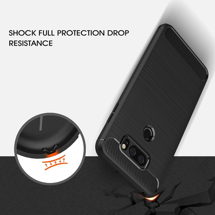 For LG V30 Brushed Texture Carbon Fiber Shockproof TPU Rugged Armor Protective Case (Black) - free shipping - PMC TechLife - Order now!