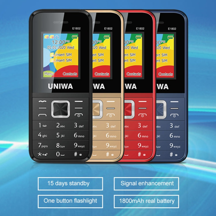 UNIWA E1802 Mobile Phone, 1.77 inch, 1800mAh Battery, SC6531DA, 21 Keys, Support Bluetooth, FM, MP3, MP4, GSM, Dual SIM(Blue) - UNIWA by UNIWA | Online Shopping South Africa | PMC Jewellery