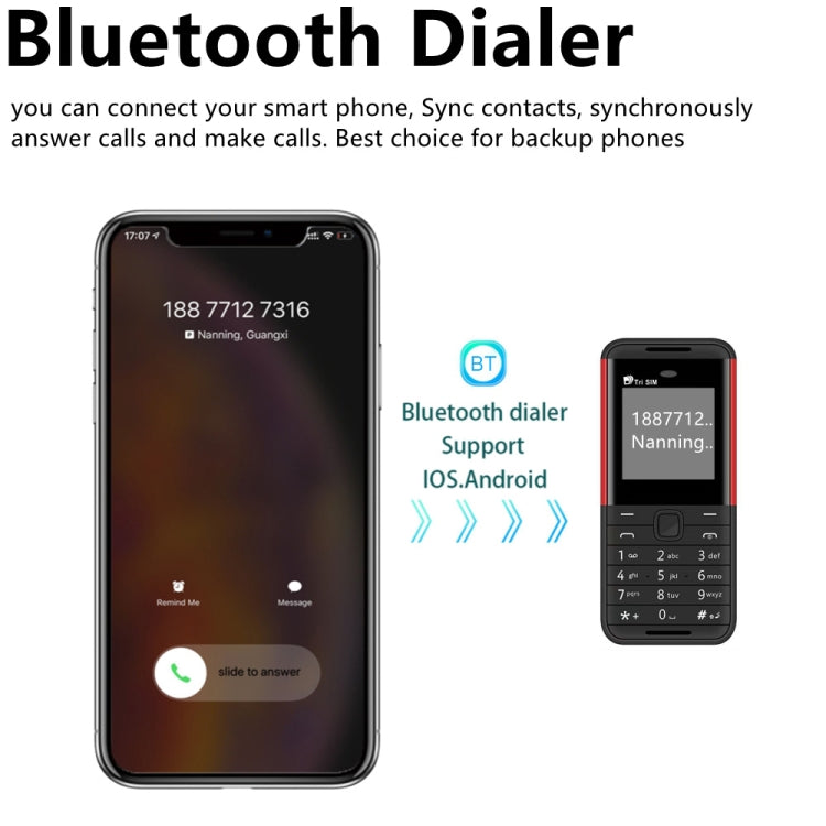 SERVO BM5310 Mini Mobile Phone, English Key, 1.33 inch, MTK6261D, 21 Keys, Support Bluetooth, FM, Magic Sound, Auto Call Record, GSM, Triple SIM (Black Red) - free shipping - PMC TechLife - Order now!