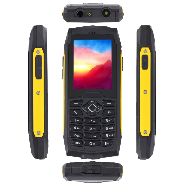 Rugtel R1D Rugged Phone, IP68 Waterproof Dustproof Shockproof, 2.4 inch, MTK6261D, 2000mAh Battery, Loud Box Speaker, FM, Network: 2G, Dual SIM(Yellow) - Others by Rugtel | Online Shopping South Africa | PMC Jewellery