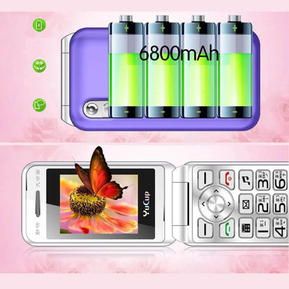 N509 Women Flip Phone, 2.4 inch, 6800mAh, Support FM, Flashlights, MP3, Big Keys, Dual SIM, EU Plug (Purple) - Others by PMC Jewellery | Online Shopping South Africa | PMC Jewellery