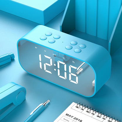 AEC BT501 Bluetooth 5.0 Mini Speaker with LED & Alarm Clock & Clock & Mirror, Support 32G TF Card(Blue) - Mini Speaker by AEC | Online Shopping South Africa | PMC Jewellery