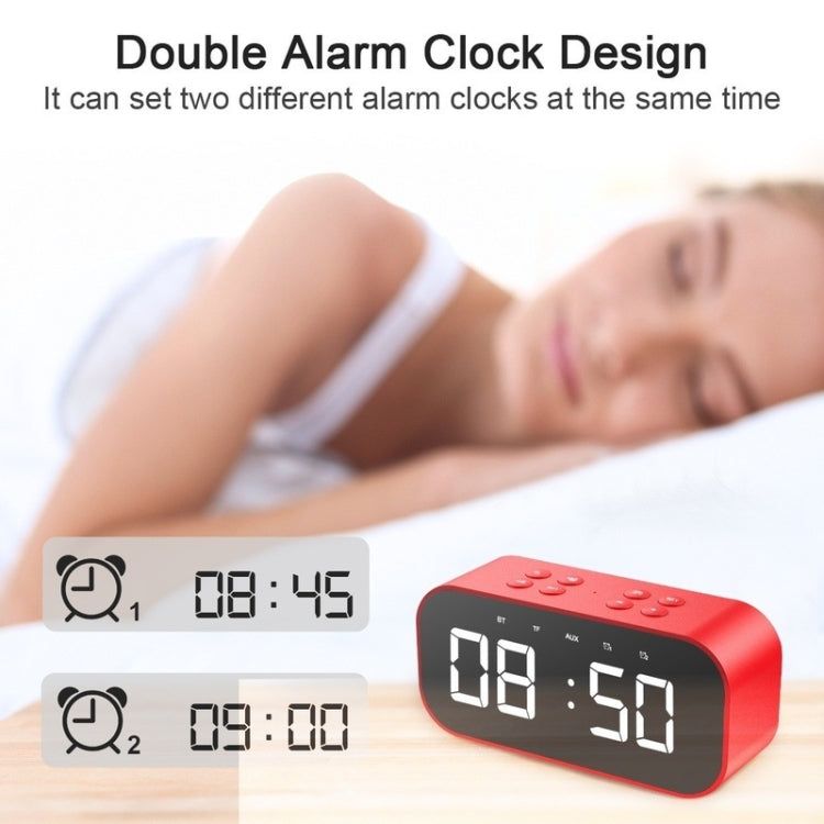 AEC BT501 Bluetooth 5.0 Mini Speaker with LED & Alarm Clock & Clock & Mirror, Support 32G TF Card(Blue) - free shipping - PMC TechLife - Order now!