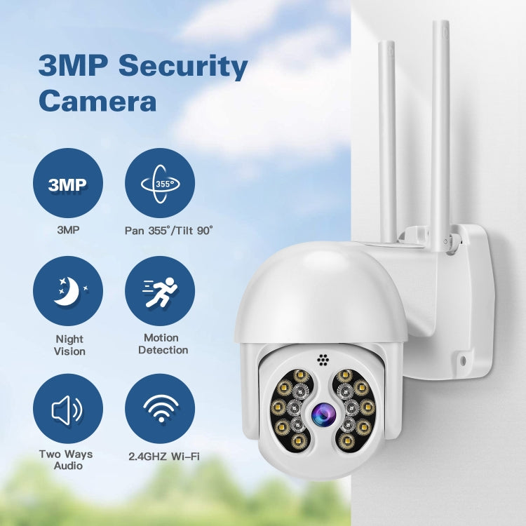 Tuya QX56 3.0 Million Pixels IP66 Waterproof 2.4G Wireless IP Camera, Support Amazon Alexa & Google Home & Motion Detection & Two-way Audio & Full Color Night Vision & TF Card, EU Plug - Dome Camera by PMC Jewellery | Online Shopping South Africa | PMC Jewellery