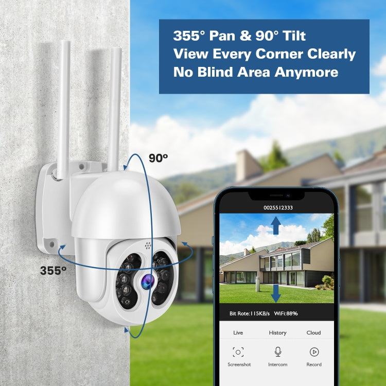 Tuya QX56 3.0 Million Pixels IP66 Waterproof 2.4G Wireless IP Camera, Support Amazon Alexa & Google Home & Motion Detection & Two-way Audio & Full Color Night Vision & TF Card, EU Plug - Dome Camera by PMC Jewellery | Online Shopping South Africa | PMC Jewellery