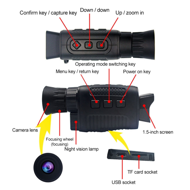 5X Infrared Digital Night Vision Monocular Thermal imager - Monocular Binoculars by PMC TechLife | Online Shopping South Africa | PMC TechLife