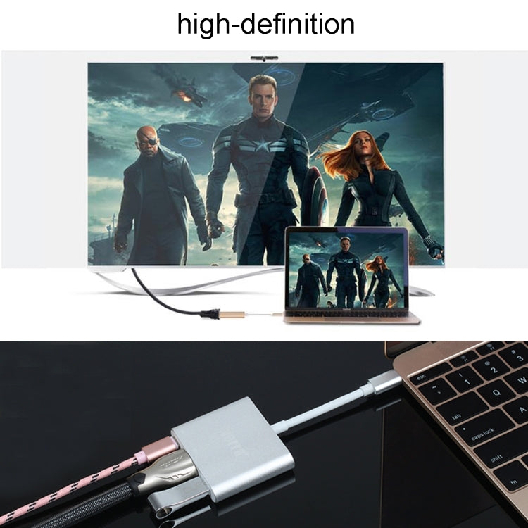 USB-C / Type-C 3.1 Male to USB-C / Type-C 3.1 Female & HDMI Female & USB 3.0 Female Adapter(Silver) - Cable & Adapters by PMC Jewellery | Online Shopping South Africa | PMC Jewellery