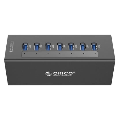 ORICO A3H7 Aluminum High Speed 7 Ports USB 3.0 HUB with 12V/2.5A Power Supply for Laptops(Black) - USB 3.0 HUB by ORICO | Online Shopping South Africa | PMC Jewellery | Buy Now Pay Later Mobicred