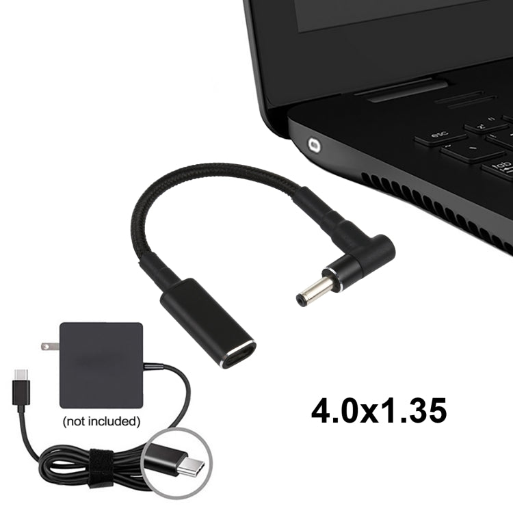 PD 100W 18.5-20V 4.0 x 1.35mm Elbow to USB-C / Type-C Adapter Nylon Braid Cable - Universal Power Adapter by PMC TechLife | Online Shopping South Africa | PMC TechLife