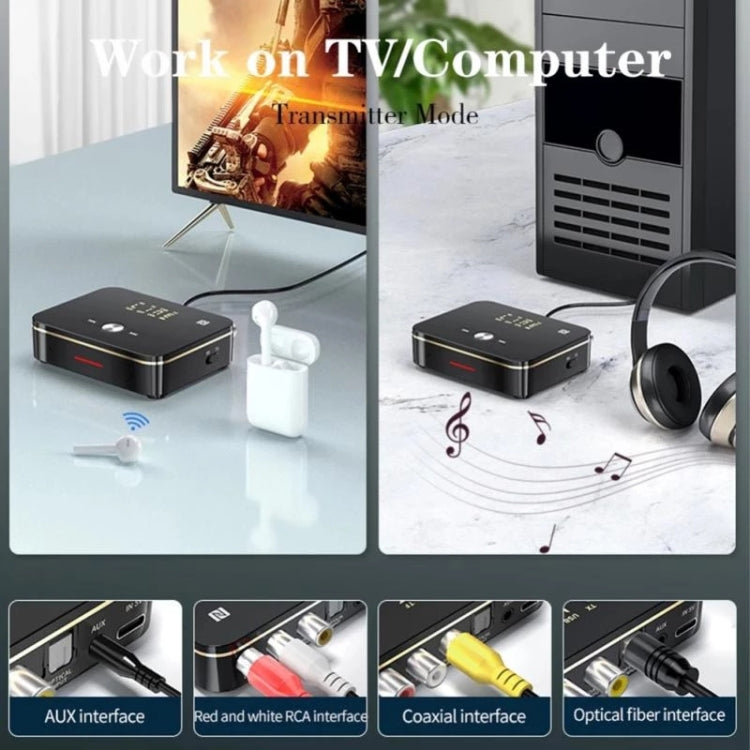 M8 NFC 2 in 1 NFC Optical Coaxial Bluetooth 5.0 Audio Transmitter Receiver with Digital Display - Audio Receiver Transmitter by PMC TechLife | Online Shopping South Africa | PMC TechLife