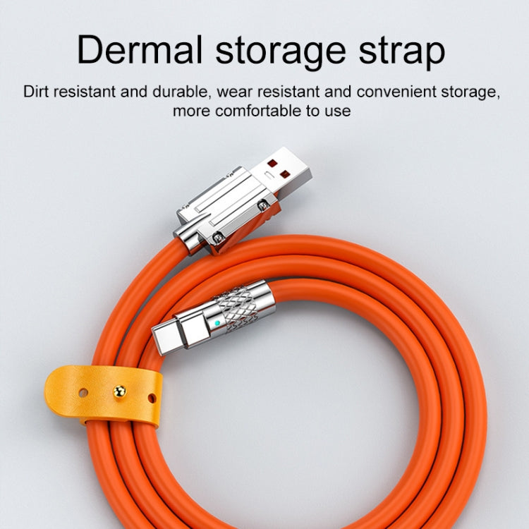 Mech Series 6A 120W USB to USB-C / Type-C Metal Plug Silicone Fast Charging Data Cable, Length: 1.2m(Orange) - USB-C & Type-C Cable by PMC Jewellery | Online Shopping South Africa | PMC Jewellery