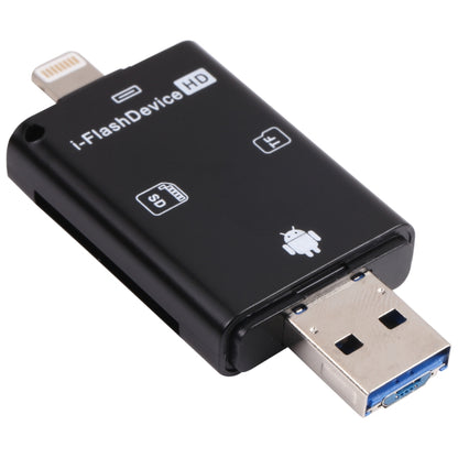 NK-208 3 in 1 i-Flash TF Card / SD Card Reader For 8 Pin + USB 2.0 + Micro USB Devices(Black) - U Disk & Card Reader by PMC Jewellery | Online Shopping South Africa | PMC Jewellery