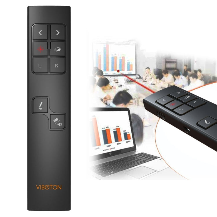 VIBOTON PP930 2.4GHz Multimedia Presentation Remote PowerPoint Clicker Wireless Presenter Handheld Controller Flip Pen, Control Distance: 30m(Black) -  by VIBOTON | Online Shopping South Africa | PMC Jewellery | Buy Now Pay Later Mobicred