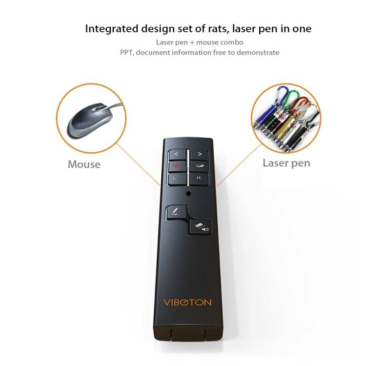 VIBOTON PP930 2.4GHz Multimedia Presentation Remote PowerPoint Clicker Wireless Presenter Handheld Controller Flip Pen, Control Distance: 30m(Black) -  by VIBOTON | Online Shopping South Africa | PMC Jewellery