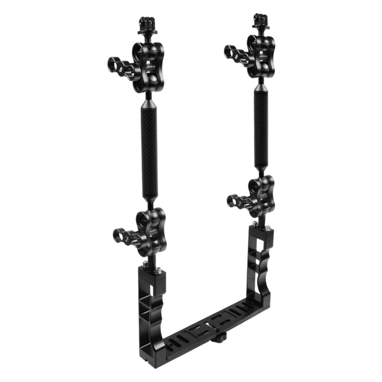 PULUZ Dual Handle Aluminium Tray Stabilizer with 4 x Dual Ball Aluminum Alloy Clamp & 2 x 7 inch Floating Arm & 2 x Ball Head Adapter for Underwater Camera Housings - free shipping - PMC TechLife - Order now!