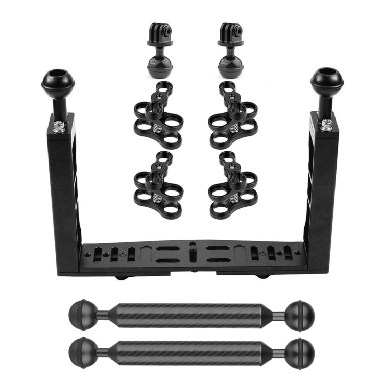 PULUZ Dual Handle Aluminium Tray Stabilizer with 4 x Dual Ball Aluminum Alloy Clamp & 2 x 7 inch Floating Arm & 2 x Ball Head Adapter for Underwater Camera Housings - free shipping - PMC TechLife - Order now!