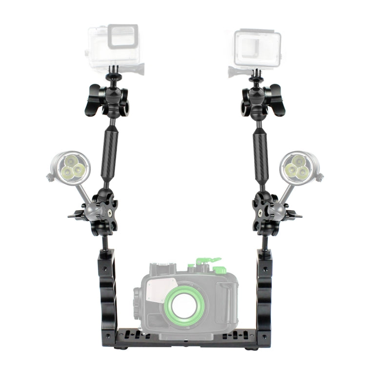 PULUZ Dual Handle Aluminium Tray Stabilizer with 4 x Dual Ball Aluminum Alloy Clamp & 2 x 7 inch Floating Arm & 2 x Ball Head Adapter for Underwater Camera Housings - free shipping - PMC TechLife - Order now!