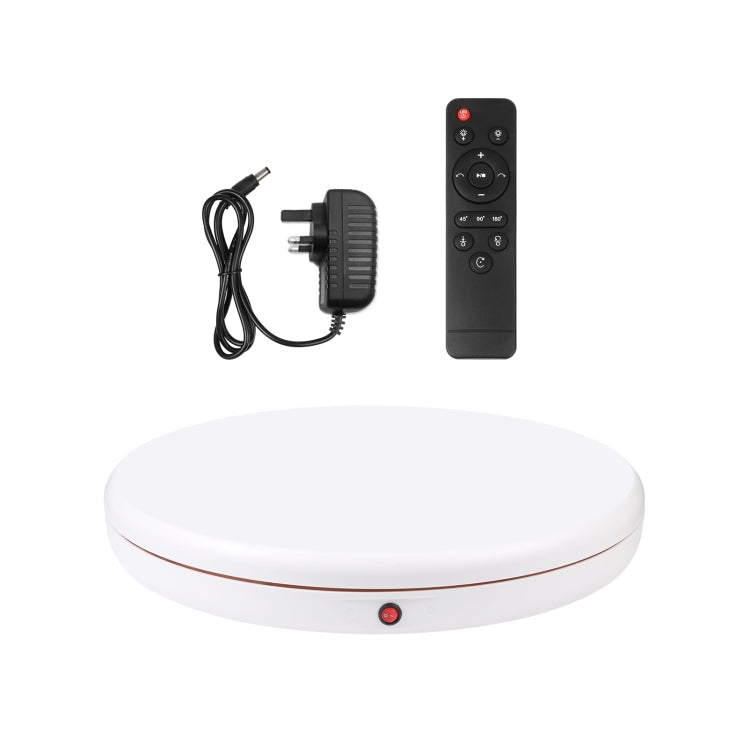 PULUZ 45cm Remote Control Adjusting Speed Rotating Turntable Display Stand, White, Load 100kg(UK Plug) - free shipping - PMC TechLife - Order now!