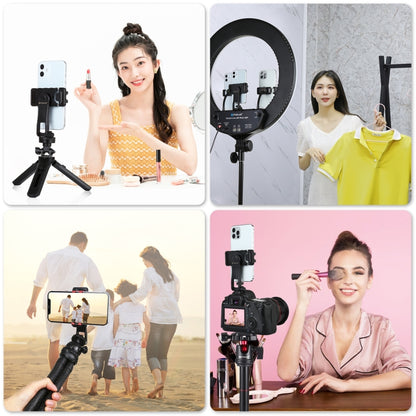 PULUZ 360 Degree Rotating Horizontal Vertical Shooting Phone ABS Clamp Holder Bracket For iPhone, Galaxy, Huawei, Xiaomi, Sony, HTC, Google and other Smartphones (Black) - Desktop Holder by PULUZ | Online Shopping South Africa | PMC Jewellery