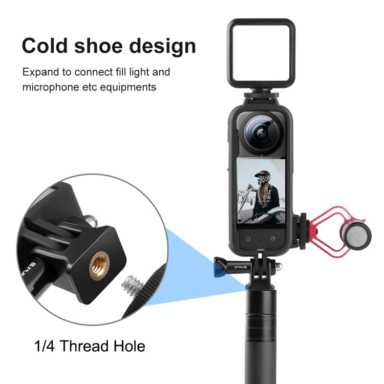 For Insta360 X3 PULUZ Cold Shoe PC Plastic Protective Frame with Adapter Mount & Screw(Black) - Mount & Holder by PULUZ | Online Shopping South Africa | PMC Jewellery