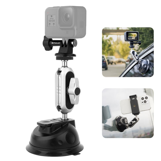 PULUZ Car Suction Cup Arm Mount with Phone Clamp & Mount Adapter & Long Screw - Helmet Mount by PULUZ | Online Shopping South Africa | PMC Jewellery | Buy Now Pay Later Mobicred