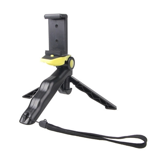 Portable Hand Grip / Mini Tripod Stand Curve with Straight Clip for GoPro HERO 4 / 3 / 3+ / SJ4000 / SJ5000 / SJ6000 Sports DV / Digital Camera /  iPhone , Galaxy and other Mobile Phone(Yellow) - Desktop Holder by PMC Jewellery | Online Shopping South Africa | PMC Jewellery