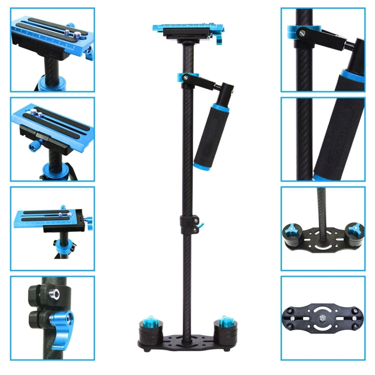 YELANGU 38.5-61cm Carbon Fiber Handheld Stabilizer for DSLR & DV Digital Video & Cameras, Capacity Range 0.5-3kg(Blue) - free shipping - PMC TechLife - Order now!