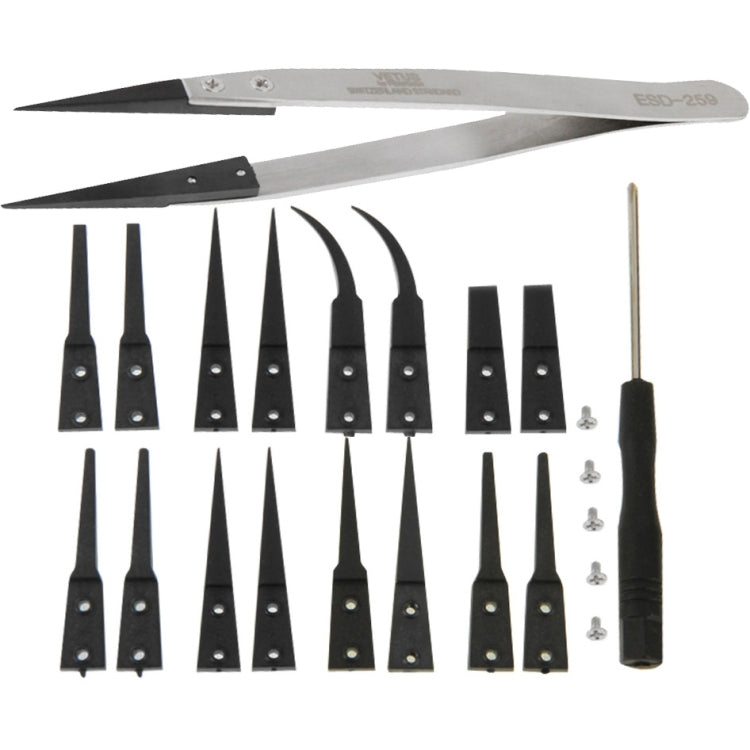 9 in 1 Replaceable Anti-Static Tweezers with Cross Screwdriver - Tweezers by VETUS | Online Shopping South Africa | PMC Jewellery | Buy Now Pay Later Mobicred