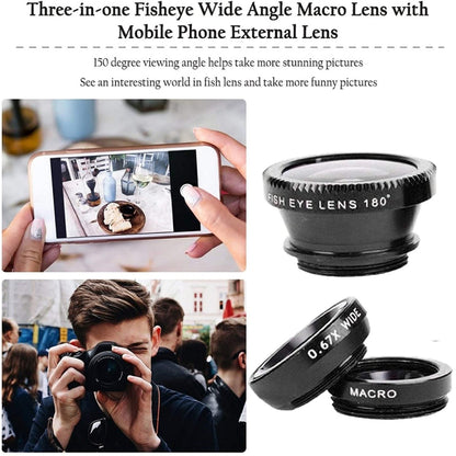 3 in 1 Photo Lens Kits (180 Degree Fisheye Lens + Super Wide Lens + Macro Lens), For iPhone, Galaxy, Sony, Lenovo, HTC, Huawei, Google, LG, Xiaomi, other Smartphones(Black) - Combination Lens by PMC Jewellery | Online Shopping South Africa | PMC Jewellery