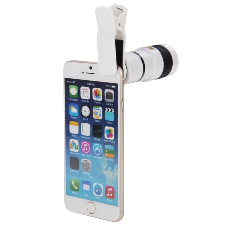 8X Zoom Telescope Telephoto Camera Lens with Clip(White) - Telescope & Microscope by PMC Jewellery | Online Shopping South Africa | PMC Jewellery