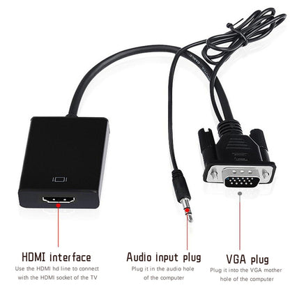 VGA + Audio to Full HD 1080P HDMI Video Converter Box Adapter for HDTV - Cable by PMC Jewellery | Online Shopping South Africa | PMC Jewellery