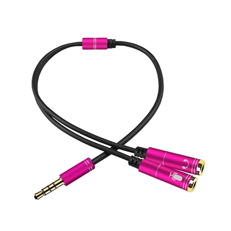 2 in 1 3.5mm Male to Double 3.5mm Female TPE High-elastic Audio Cable Splitter, Cable Length: 32cm(Rose Red) - Cable & Splitter by PMC Jewellery | Online Shopping South Africa | PMC Jewellery