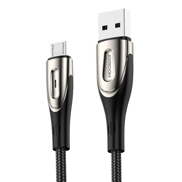 JOYROOM S-M411 Sharp Series 3A Micro USB Interface Charging + Transmission Nylon Braided Data Cable with Drop-shaped Indicator Light, Cable Length: 2m (Black) - Micro USB Cable by JOYROOM | Online Shopping South Africa | PMC Jewellery