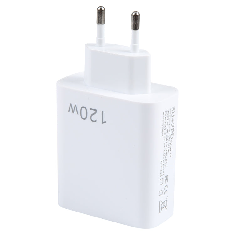 120W Dual PD Type-C + 3 x USB Multi Port Charger, EU Plug - USB Charger by PMC TechLife | Online Shopping South Africa | PMC TechLife | Buy Now Pay Later Mobicred