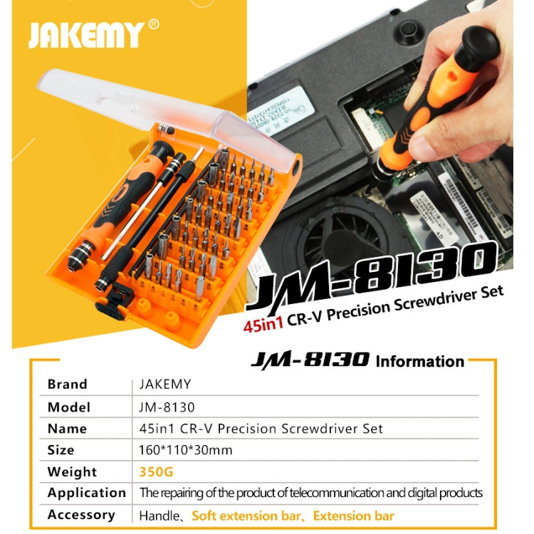 JAKEMY JM-8130 45 in 1 Interchangeable Magnetic Precision Screwdriver Set - Screwdriver Set by JAKEMY | Online Shopping South Africa | PMC Jewellery | Buy Now Pay Later Mobicred