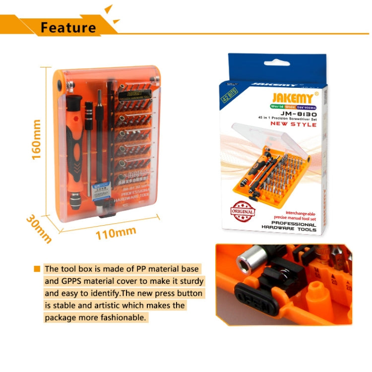 JAKEMY JM-8130 45 in 1 Interchangeable Magnetic Precision Screwdriver Set - Screwdriver Set by JAKEMY | Online Shopping South Africa | PMC Jewellery | Buy Now Pay Later Mobicred