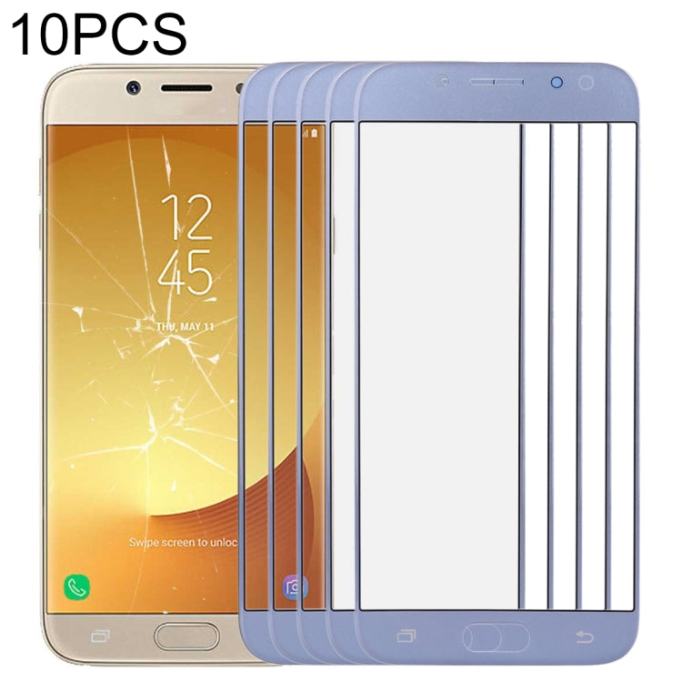 For Samsung Galaxy J7 (2017) / J730 10pcs Front Screen Outer Glass Lens (Blue) - Outer Glass Lens by PMC Jewellery | Online Shopping South Africa | PMC Jewellery