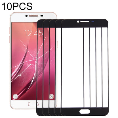 For Samsung Galaxy C7 10pcs Front Screen Outer Glass Lens (Black) - Outer Glass Lens by PMC Jewellery | Online Shopping South Africa | PMC Jewellery