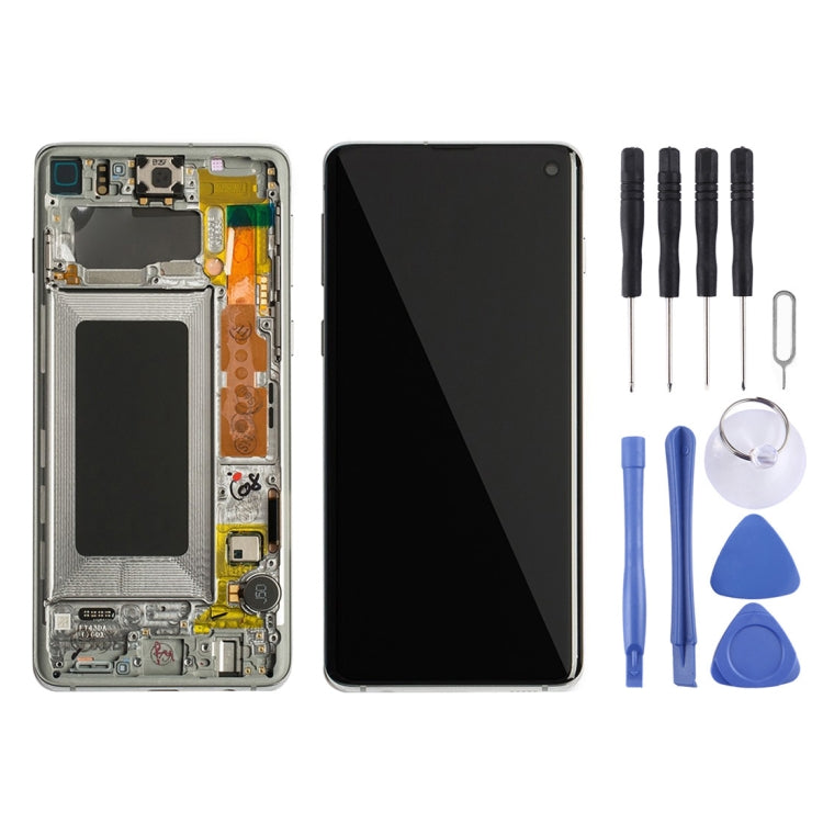 Original Super AMOLED LCD Screen for Galaxy S10 4G Digitizer Full Assembly with Frame (White) - LCD Screen by PMC Jewellery | Online Shopping South Africa | PMC Jewellery