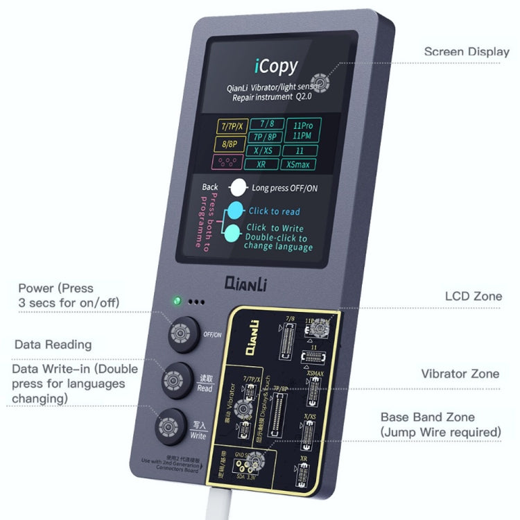 For iPhone 6 - 14 Pro Max 5 in 1 Qianli iCopy Plus 2.2 Repair Detection Programmer Set, Plug: US - Repair Programmer by QIANLI | Online Shopping South Africa | PMC Jewellery