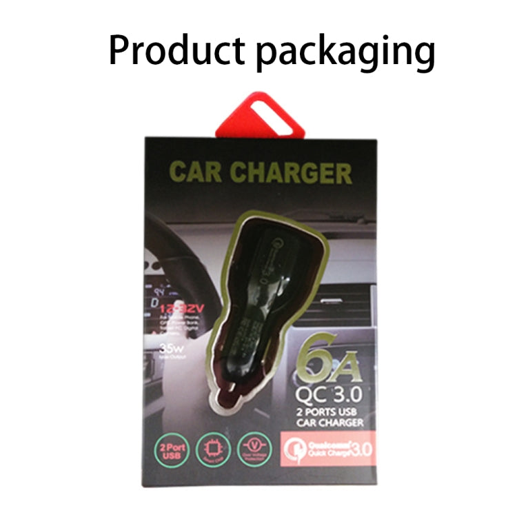 Qc3.0 Dual USB Car Charger + Micro USB Fast Charging Cable Car Charging Kit(Black) - Car Charger by PMC Jewellery | Online Shopping South Africa | PMC Jewellery