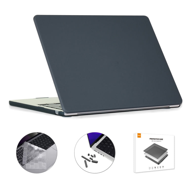 For MacBook Air 13.6 2022 A2681 US Version ENKAY 3 in 1 Matte Laptop Case with TPU Keyboard Film / Anti-dust Plugs(Black) - MacBook Air Cases by ENKAY | Online Shopping South Africa | PMC Jewellery