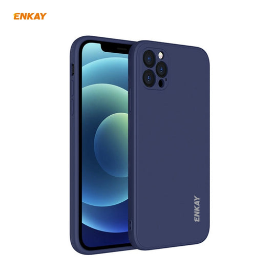 For iPhone 12 Pro Hat-Prince ENKAY ENK-PC069 Liquid Silicone Straight Edge Shockproof Protective Case(Navy Blue) - iPhone 12 / 12 Pro Cases by ENKAY | Online Shopping South Africa | PMC Jewellery | Buy Now Pay Later Mobicred