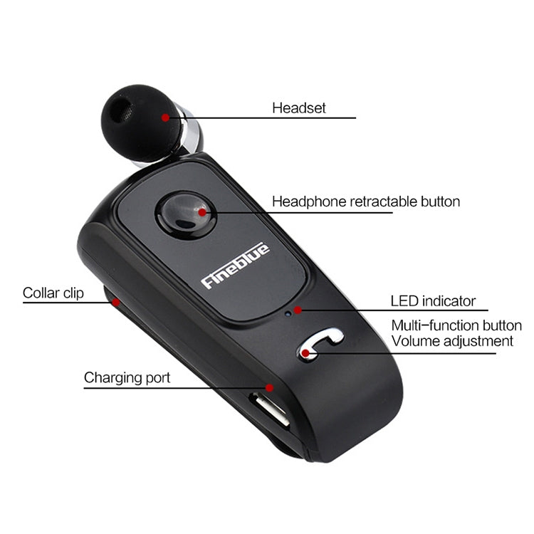 Fineblue F920 CSR4.1 Retractable Cable Caller Vibration Reminder Anti-theft Bluetooth Headset - Bluetooth Earphone by Fineblue | Online Shopping South Africa | PMC Jewellery | Buy Now Pay Later Mobicred