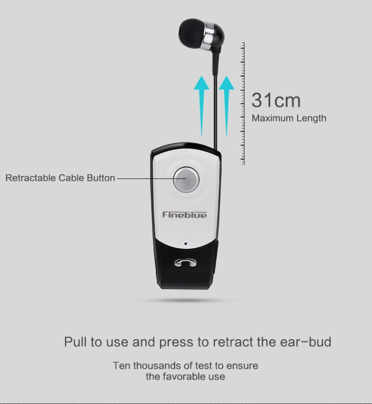 Fineblue F960 CSR4.1 Retractable Cable Caller Vibration Reminder Anti-theft Bluetooth Headset - Bluetooth Earphone by Fineblue | Online Shopping South Africa | PMC Jewellery | Buy Now Pay Later Mobicred