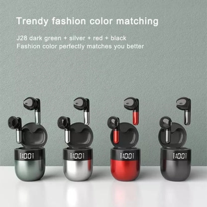 J28 TWS Wireless Bluetooth Earphones LED Digital Display HIFI Music Sport Earphone(Red) - TWS Earphone by PMC Jewellery | Online Shopping South Africa | PMC Jewellery