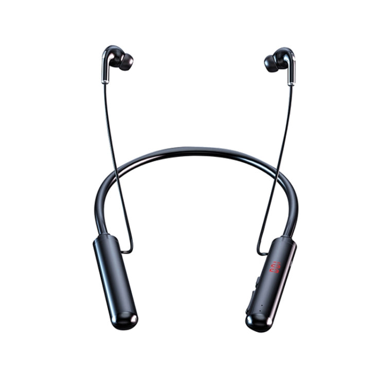 960 Neckband Magnetic Stereo Headphone with LED Display Support TF Card(Black) - Neck-mounted Earphone by PMC Jewellery | Online Shopping South Africa | PMC Jewellery