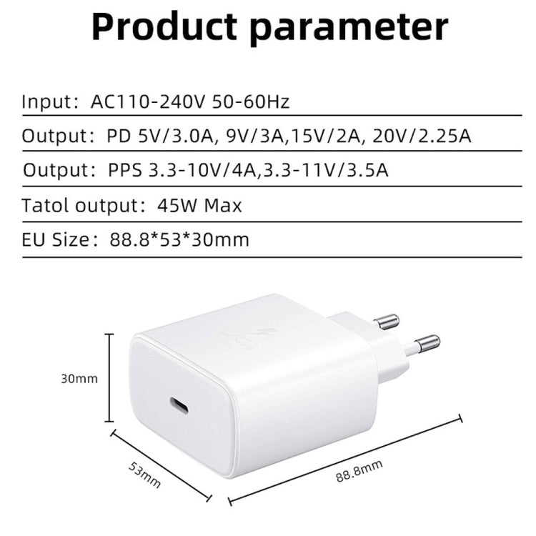 M135 45W USB-C / Type-C Port Fast Charger, EU Plug(Black) - USB Charger by PMC Jewellery | Online Shopping South Africa | PMC Jewellery