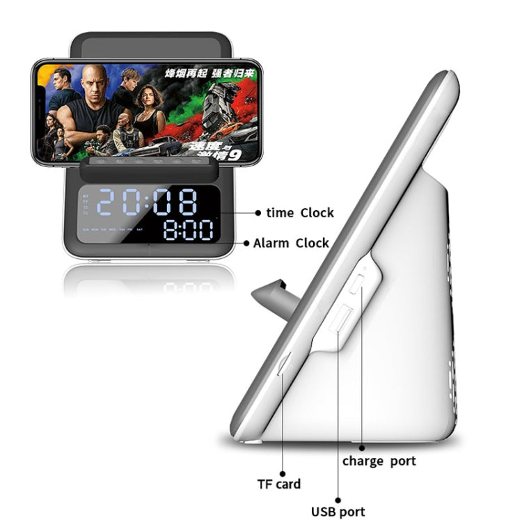 AEC BT512 Multifunctional Bluetooth Speaker 10W Wireless Charger LED Desktop Electronic Alarm Clock - free shipping - PMC TechLife - Order now!