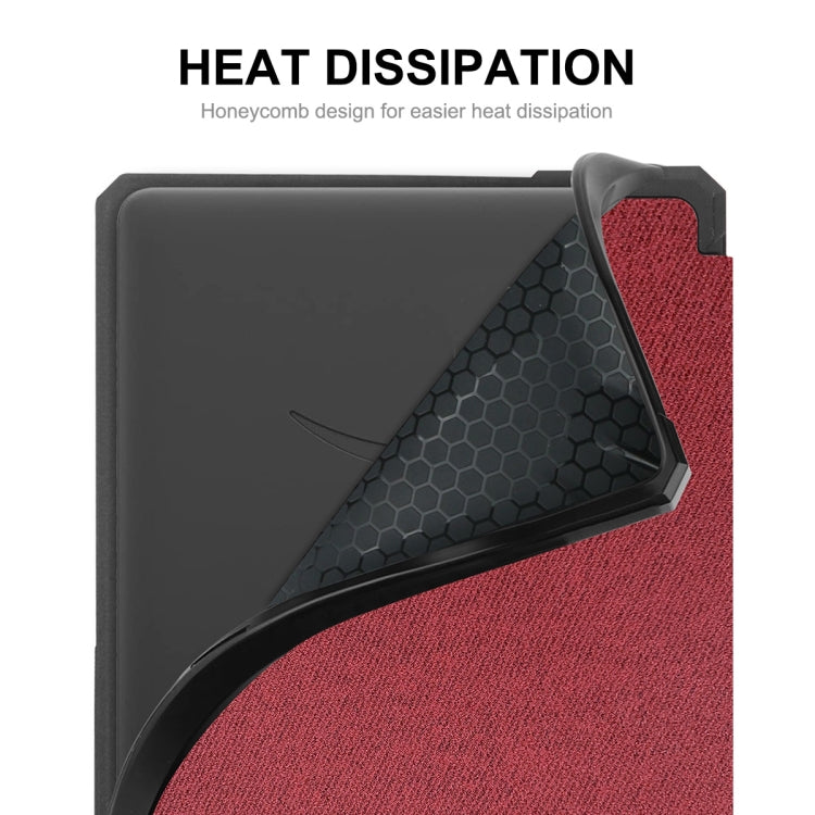 For Amazon Kindle Paperwhite 5 2021 ENKAY Solid Color Denim Texture Horizontal Flip Leather Tablet Case with Sleep / Wake-up Function(Wine Red) - free shipping - PMC TechLife - Order now!